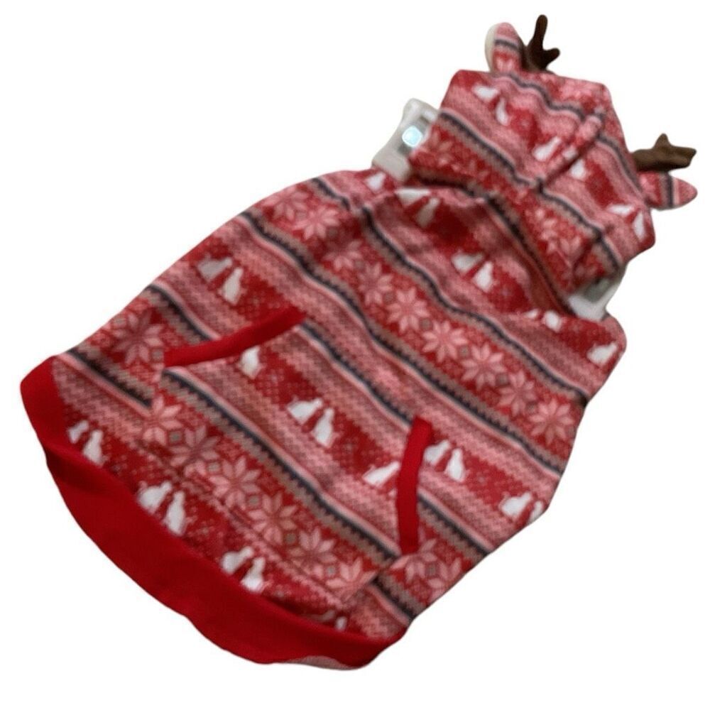 Doggie Holiday Hoodie with Reindeer Antlers NWT  M